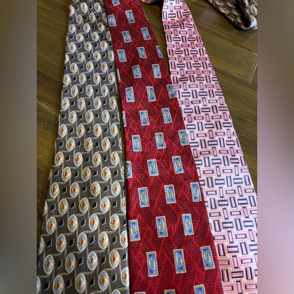 Robert Talbott Studio Mens Ties Printed Graphic Red Pink Black Gray Square - Picture 5 of 7